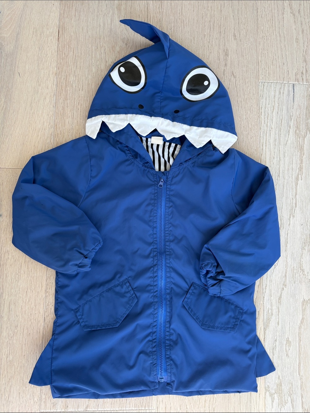 Kids Blue Shark Hooded Rain Jacket